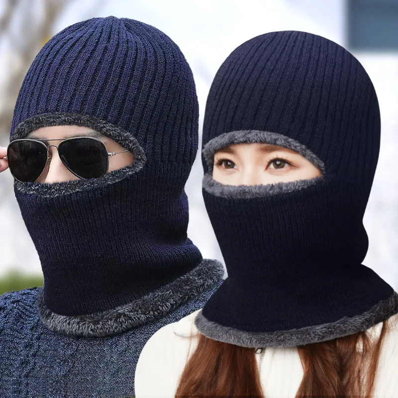 Winter-Thermütze, Schal, Handschuhe, kombiniert, verdickt, mit Fleece gefüttert, Gesichtsbedeckung, winddicht, Ausrüstung für kaltes Wetter, für Outdoor-Reiten, Angeln