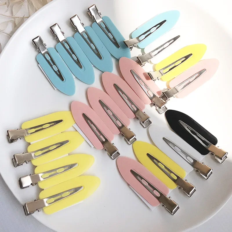 4 Liền Mạch Không Uốn Cong Kẹp Tóc Barrettes Không Đánh Dấu Chân Cong Kẹp Trang Điểm Không Nhăn Tóc Tạo Kiểu Tóc bằng Kẹp Màu Mới