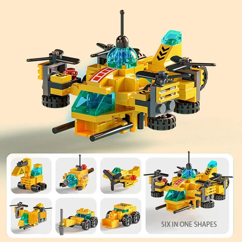 6-in-1 ミクロン粒子消防隊警察軍用戦車ビルディングブロック子供のおもちゃの組み立て子供のパズルのおもちゃ