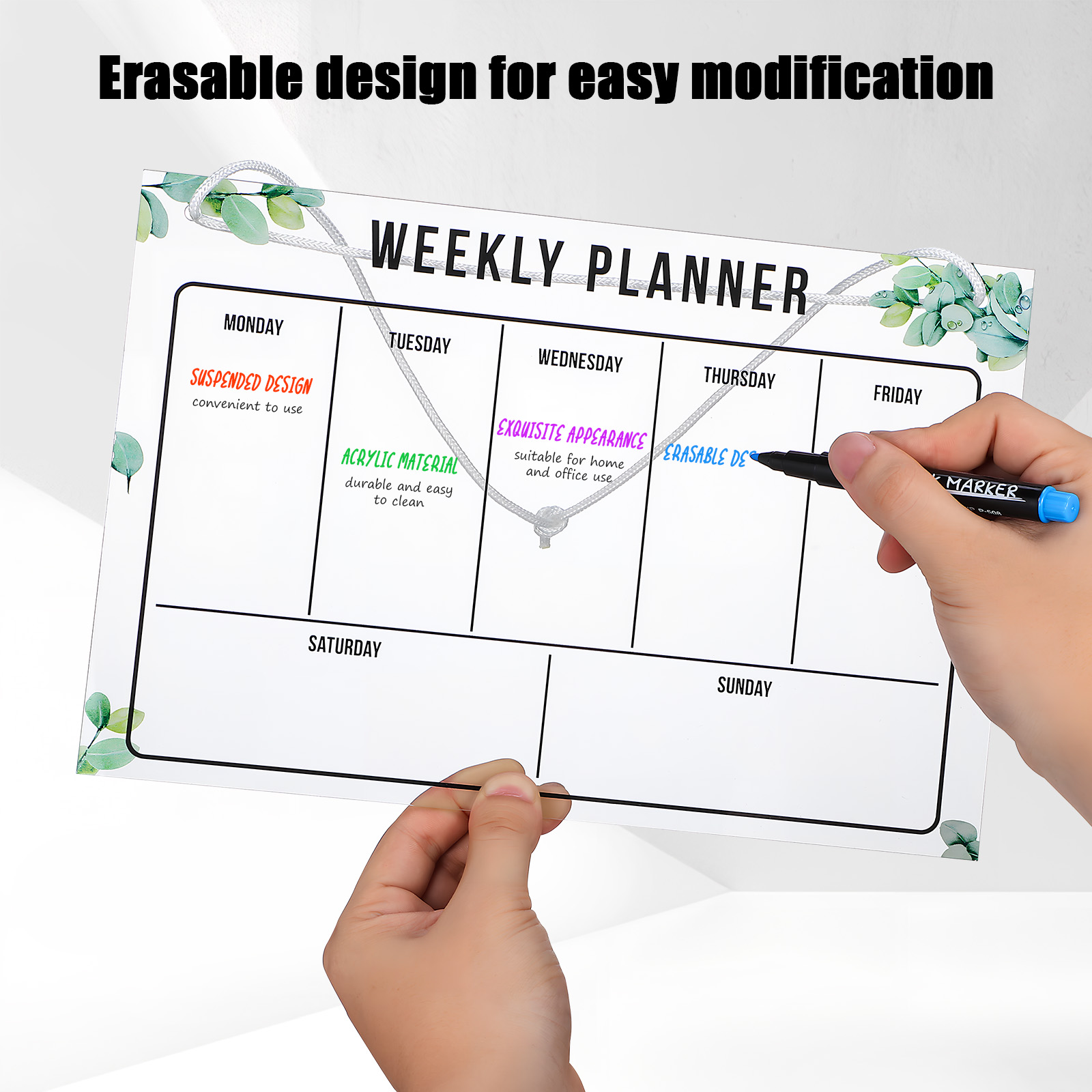 Hanging Acrylic Memo Board Erasable Writing Board Week Plan Whiteboard Home Office School Supply Presentation Supplies