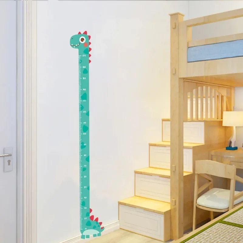 1 regla de instrumento de medición de pegatina de pared para medir altura, papel tapiz adhesivo de altura de dibujos animados se puede quitar