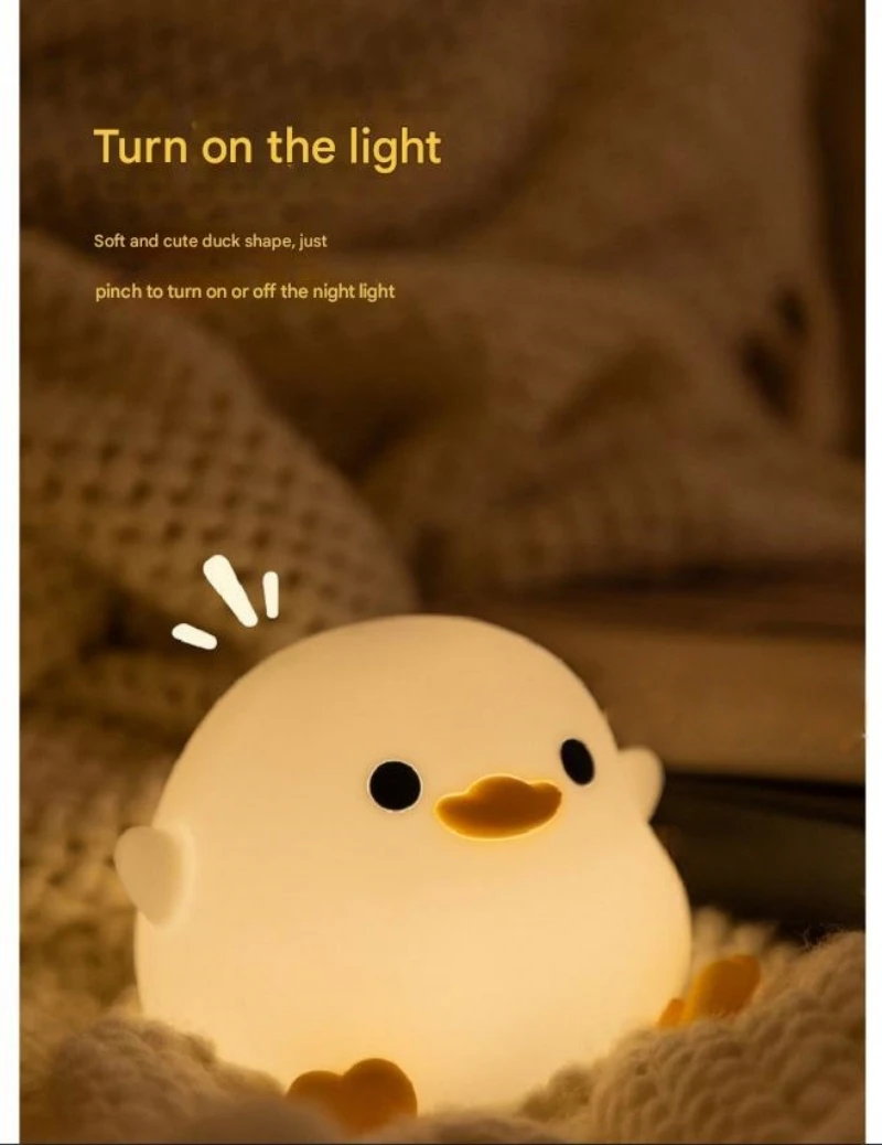 Luz LED nocturna con bonito pato, lámpara de silicona con animales de dibujos animados, variable, 7 colores, recargable por USB, regalo de cumpleaños