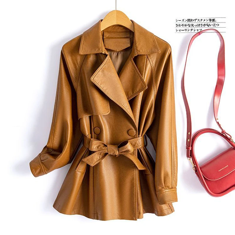 M-2XL Mode Kurze Schaffell Jacken Frauen Casual drehen-unten Kragen Spitze-up Langarm Mäntel Chic Damen Split leder Jacken