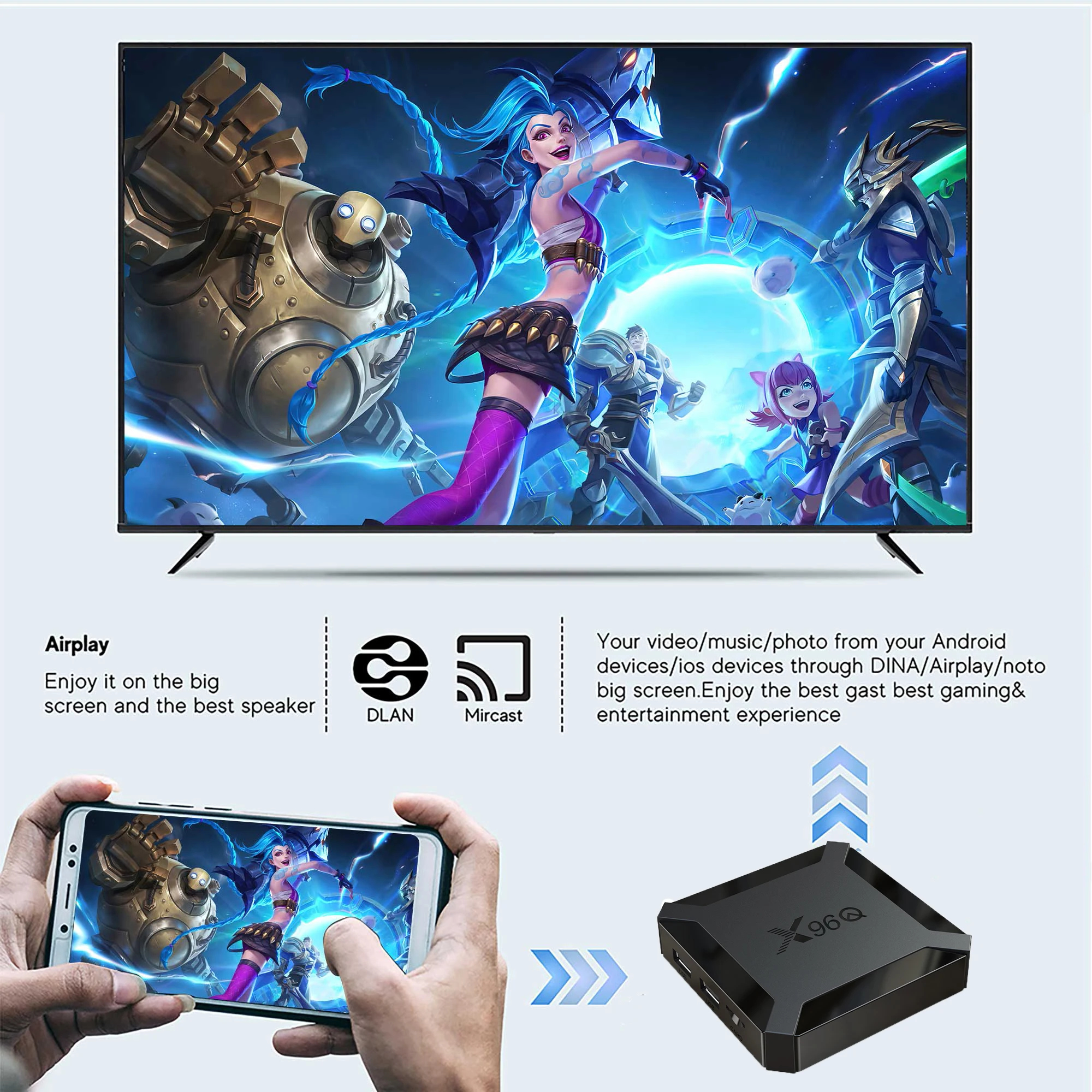 X96Q Smart Android TV Box 4K Wifi Google Player Youtube RAM 1/2GB ROM 8/16GB Multi Idioma Streaming Media Player Set Top Box