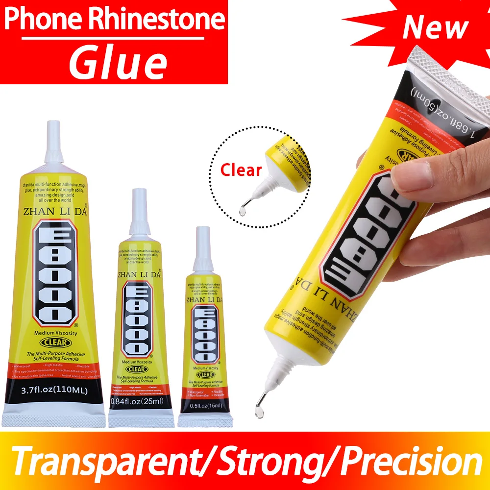 15/25/50/110ML กันน้ํา E8000 กาวซ่อมโทรศัพท์ผ้าไม้ Scrapbooking Contact กาว E-8000 w/Precision Applicator