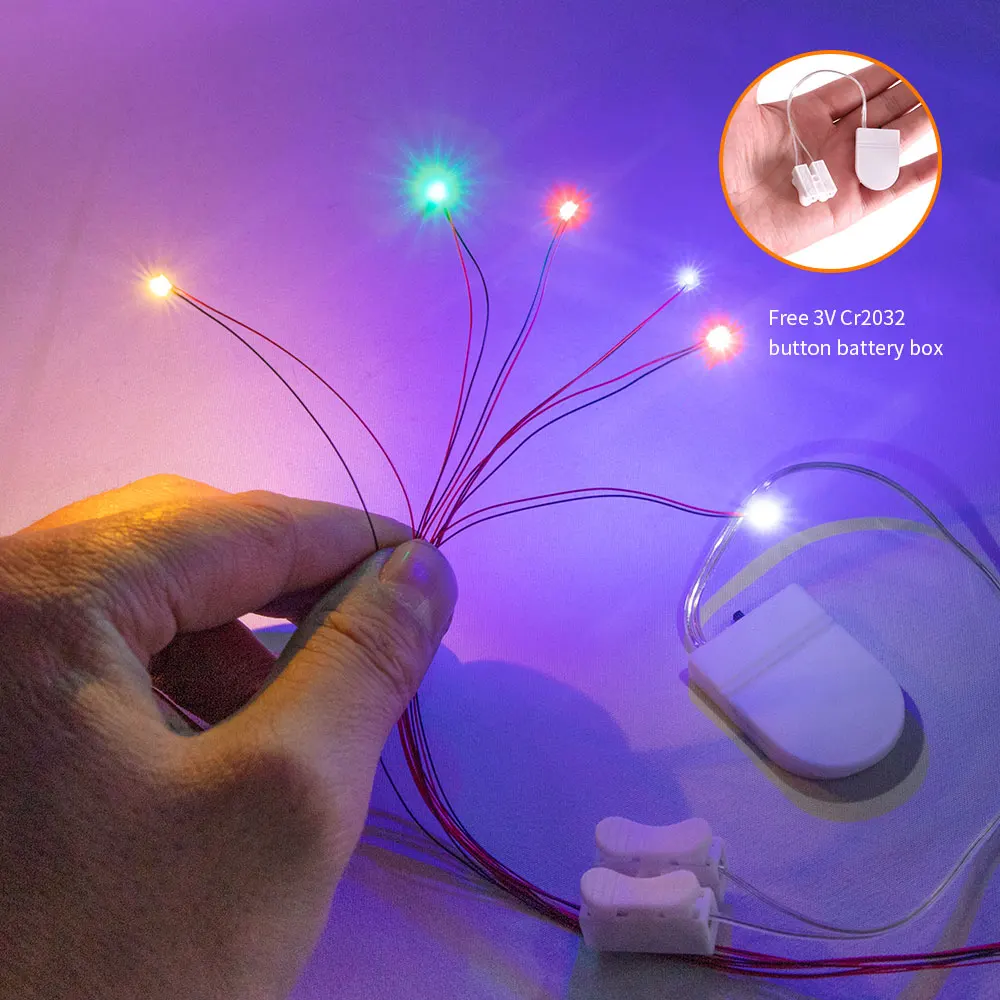 0805 10 Chip Led Smd Có Dây Với 3V Nút Box Sở Thích Bộ Mô Hình Cho Mô Hình Đồ Chơi Đèn tự Làm Mô Hình