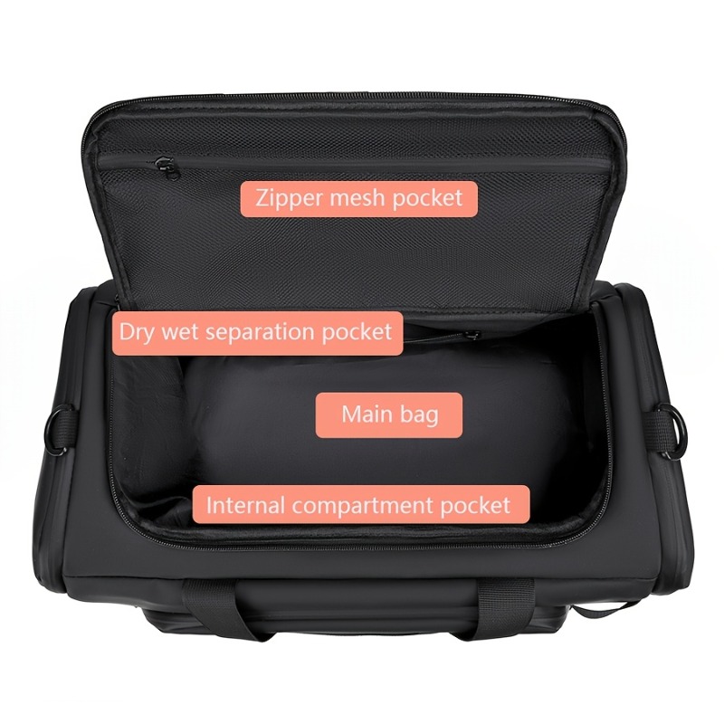 Bolsa de bagagem multifuncional de grande capacidade com vários compartimentos e bolsos para sapatos, bolsa esportiva e fitness casual