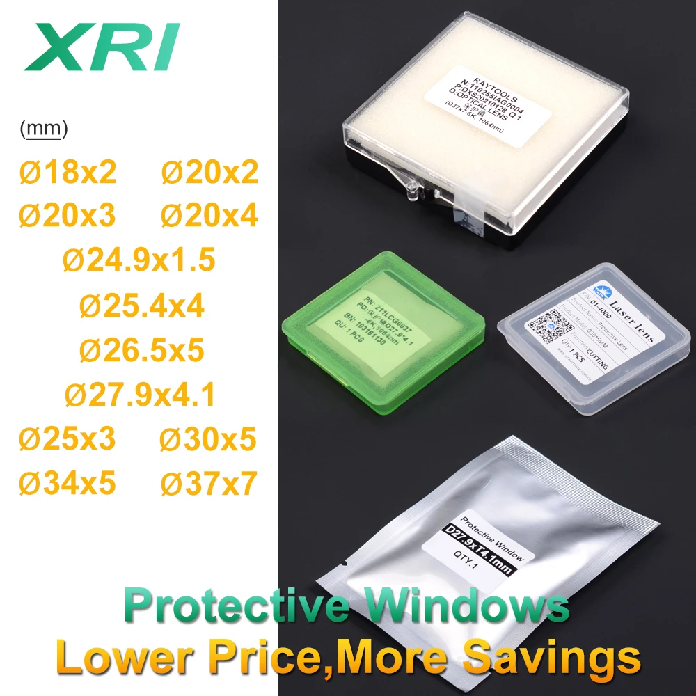 Sợi Laser Bảo Vệ Cửa Sổ Bảo Vệ Ống Kính Windows Dia18/20/24. Năm 9/27.9/30/34/37 Cho WSX Precitec Raytools WSX Bodor Đầu Laser