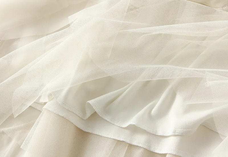 Falda Midi informal holgada de malla con volantes, faldas de verano para mujer, nueva falda ajustada elástica de cintura alta con forro de malla lisa, ropa para mujer