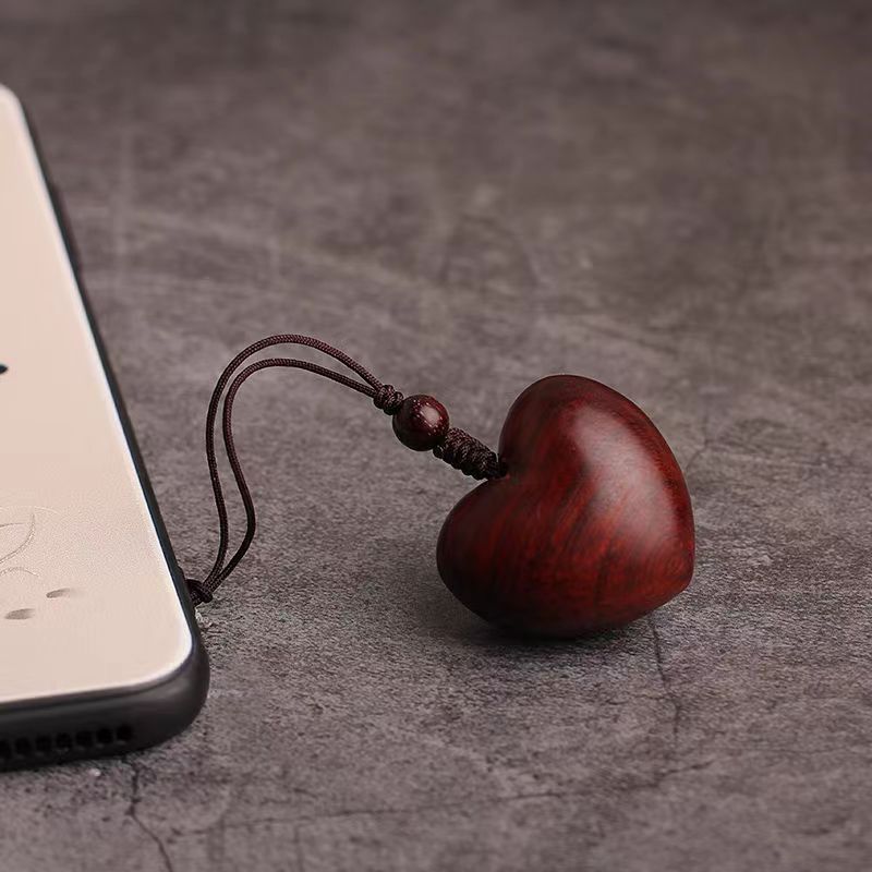 Criativo simples jacarandá vermelho amor mulher corrente do telefone móvel mão-tecido madeira maciça carro chaveiro presentes de casal