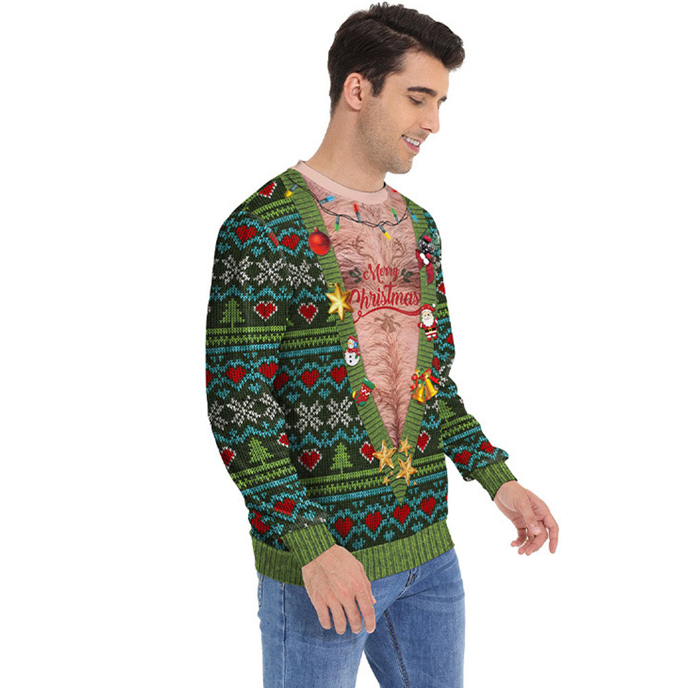 Sudadera de Navidad pegajosa para hombre y mujer, jersey con estampado divertido en 3D para fiesta de Año Nuevo, Tops, jersey Unisex, suéter de Navidad feo