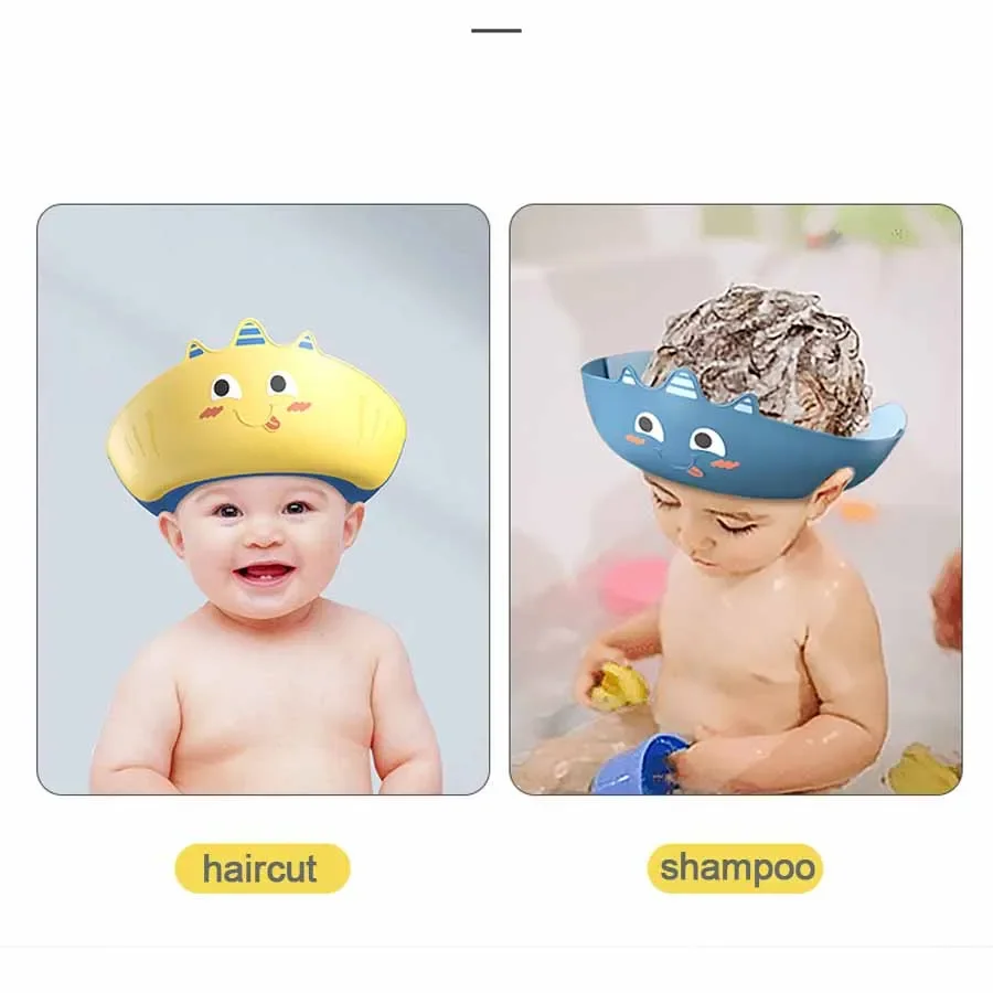 Crianças à prova dwaterproof água chuveiro shampoo chapéu macio ajustável lavagem chapéu de cabelo para crianças orelha e olho proteção segura bebê shampoo boné