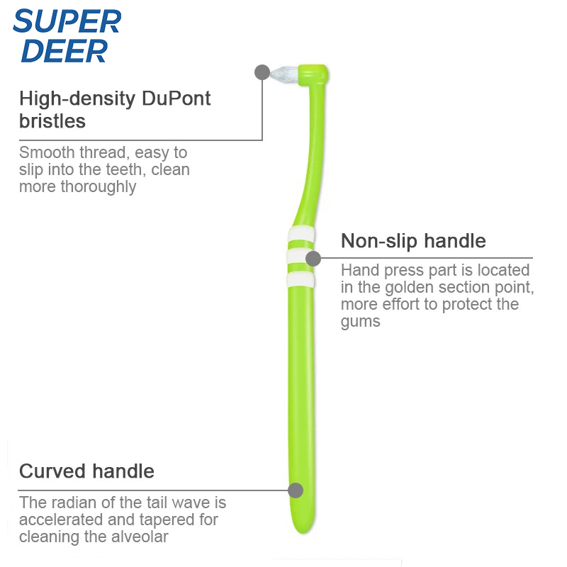 Fawnmum-Brosse à dents orthodontique, tête pointue et plate, ration des cheveux doux, nettoyage de l'écart des dents, fil dentaire, hygiène buccale, accolades dentaires, 1 pièce