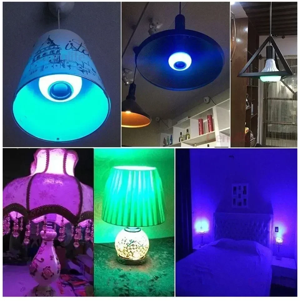 85-265V E27 Bluetooth Music Bulb RGBW With Remote Control DJ Disco Stage Speaker Bulbs For Bedroom Living Room Stage Lighting