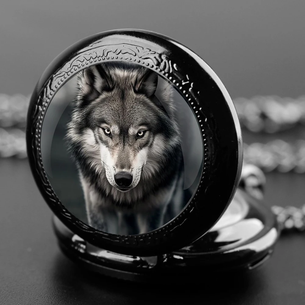 Практичные подарки «Серый волк», кварцевые карманные часы с винтажной цепочкой, циферблат с арабскими цифрами для мужчин и женщин, креативные подарки