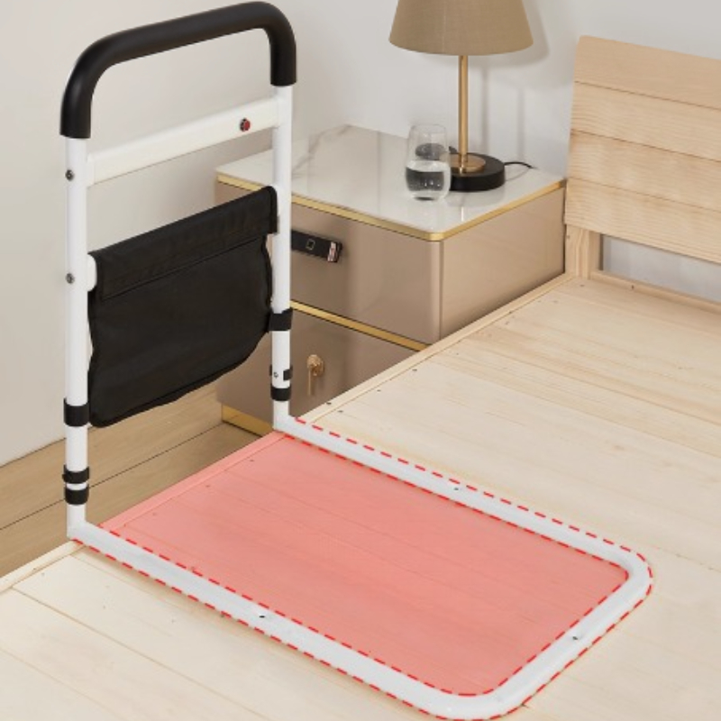 Guardrail luminoso para cama de chamada, para adultos idosos, prevenção de queda, alça de corrimão de cama com bolso de armazenamento para casa