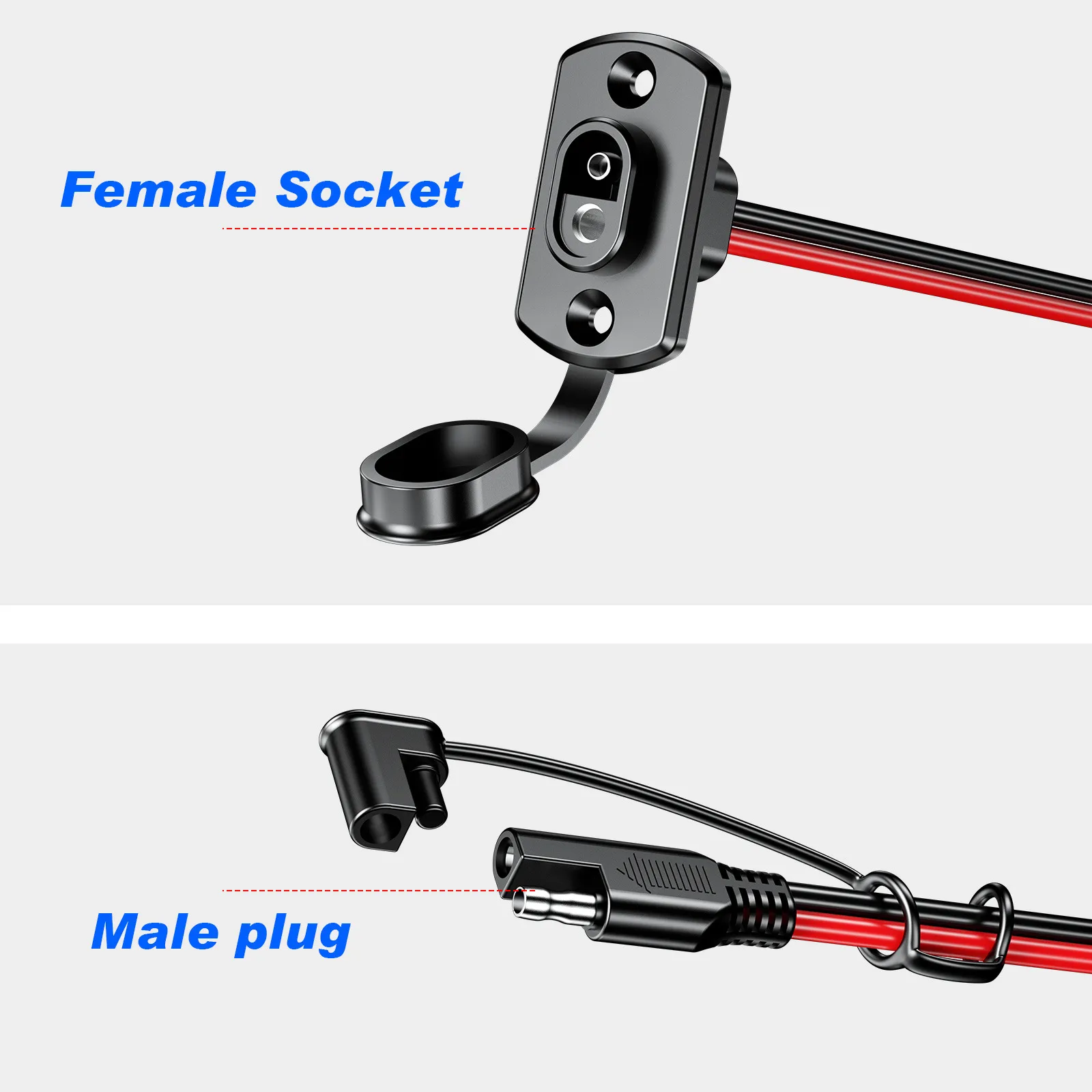 SAE Quick Connector Harness  12AWG 30CM Waterproof SAE Extension Cord Sidewall Port for Solar Panel Generator Battery Charger