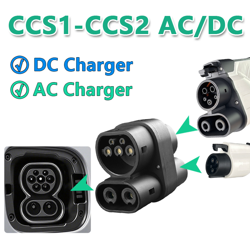 EV CCS1 naar CCS2-adapter ondersteunt DC- en AC-CCS1-lader naar CCS2-adapter geschikt voor nieuwe energievoertuig snellaadadapter byd carga