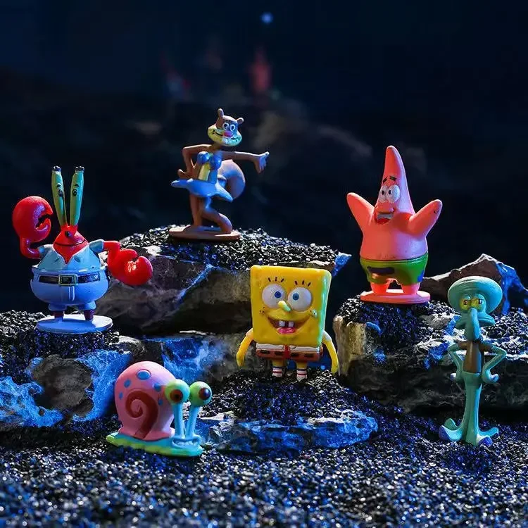 6 ピース/セット 5.6 センチメートルスポンジボブアクションフィギュア漫画映画ミニ人形子供の誕生日ギフトセット