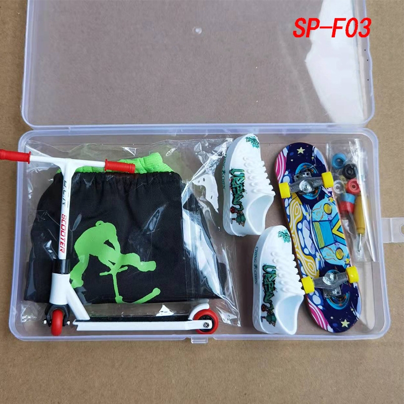 Patinete de dedo de aleación, patinetas de juguete con pantalones, zapatos y herramientas, patinete de dedo, Mini monopatín, juguete para regalo