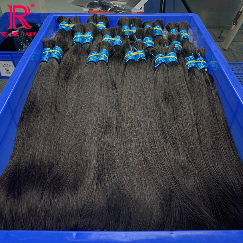 100% จริงไม่มี Weft Human Hair Extensions สําหรับผู้หญิง Remy Human Hair Bulk ที่ยังไม่ได้ธรรมชาติ Virgin อินเดียผม Braiding Original