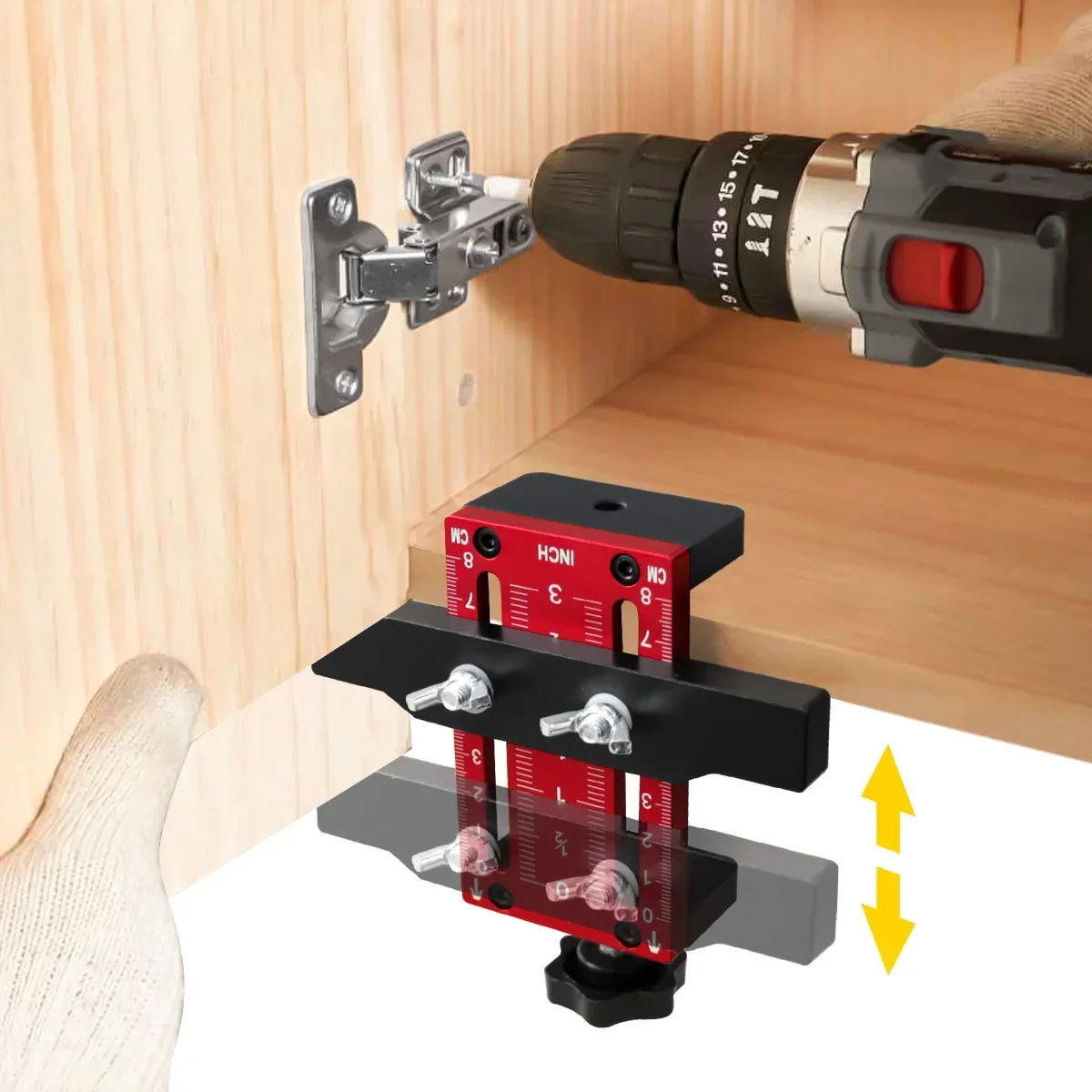 Alumínio Cabinet Door Positioning Jig, Medição de Precisão, Perfuração Tool,Manual Tool Kit para Home Renovation, sem energia necessária