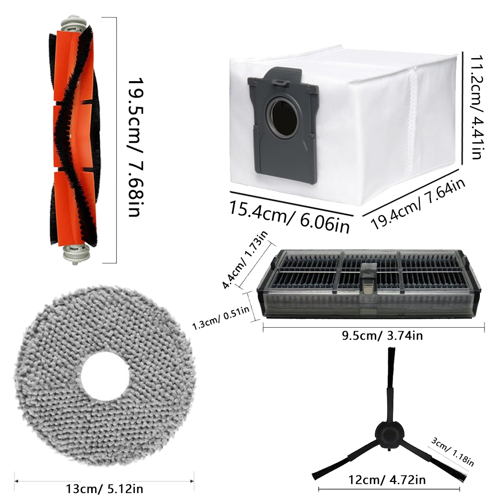 For Xiaomi Mijia M30S D103CN, For Dreame X30 Ultra, X30 Pro, Main Side Brush Filter Mop Dust Bag Accessories