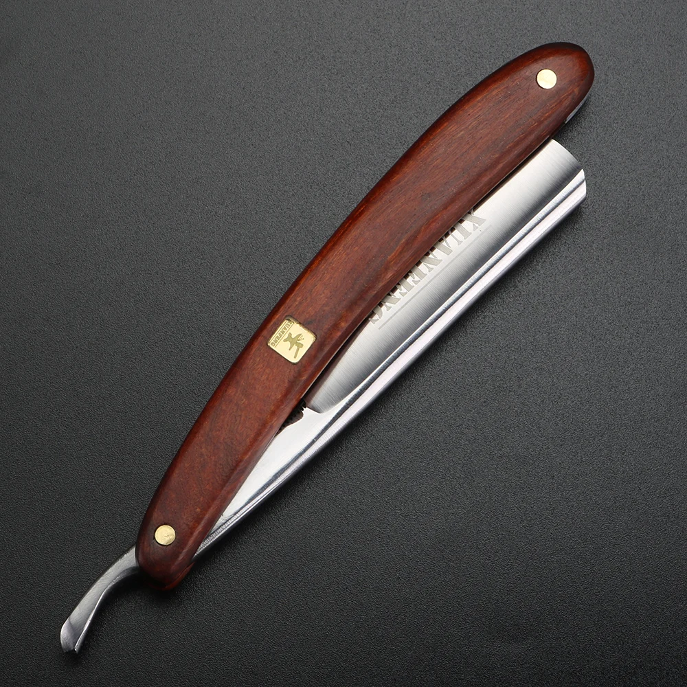 XUAN FENG Zambian Bloodwood มีดโกนพับเหล็กชุบแข็งความแข็งสูง SHARP ตรงมีดโกนมีดโกนผู้ชาย