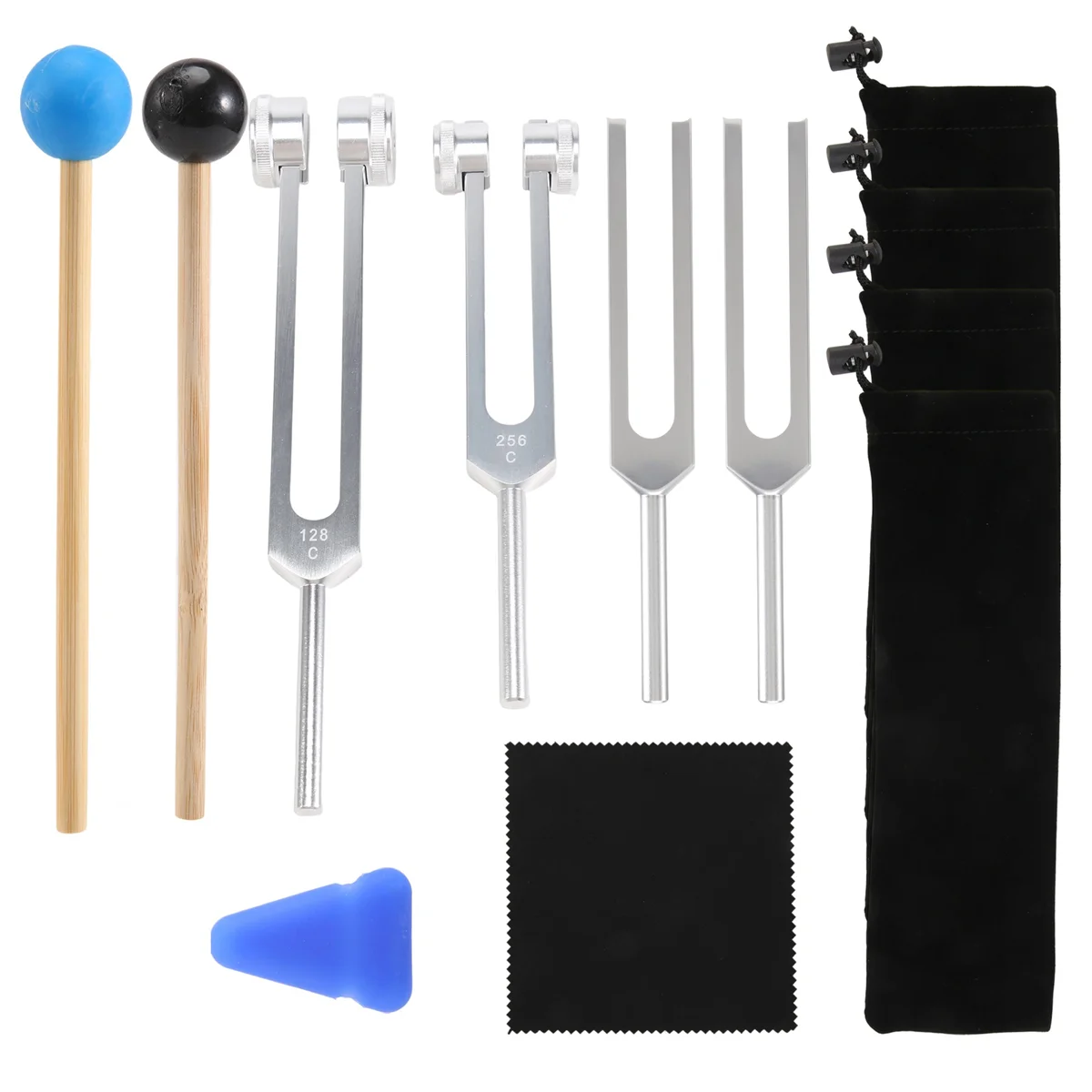 Newest 4 Pack Tuning Fork Set(128 Hz,256 Hz,512 Hz,528 Hz)with Tuning Fork Hammer for Sound Sound Vibration Tools