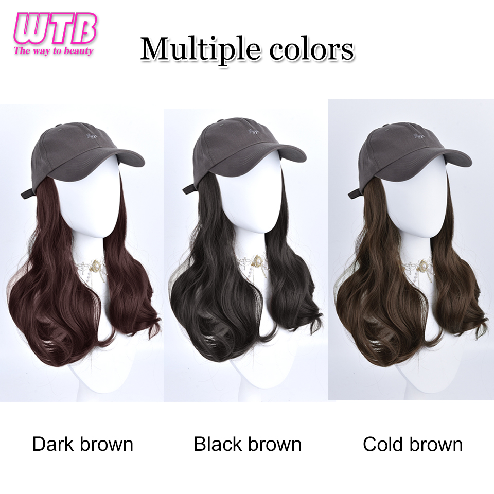 Sombrero de béisbol con capucha, peluca rizada recta/ondulada, peluca sintética para principiantes, resistente al calor, aspecto Natural