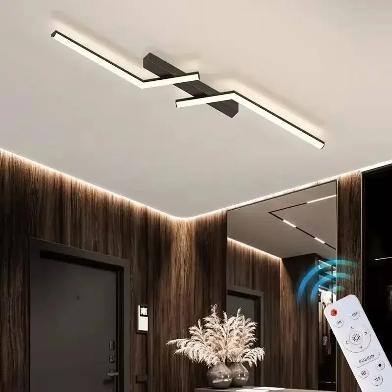 Luz de techo LED moderna, 60/80/100/120CM, lámparas para sala de estar, comedor, dormitorio, linternas, iluminación de techo de líneas simples escandinavas