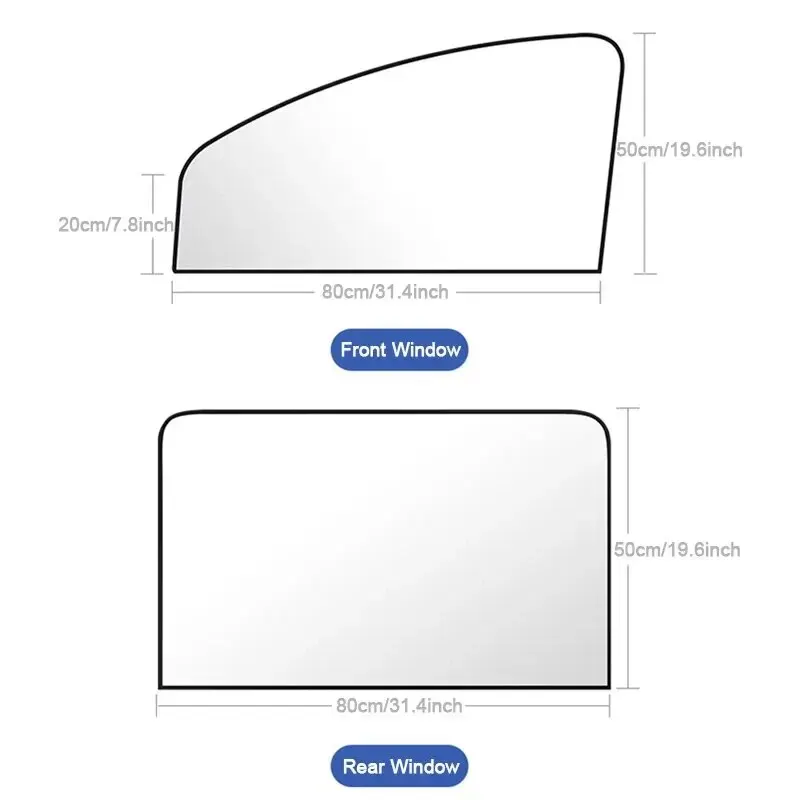 2Pcs Car Side Window Sun Shade Magnet Privacy Curtains UV Reflection Anti Glare UV Block Sunshade for Front/Back Window