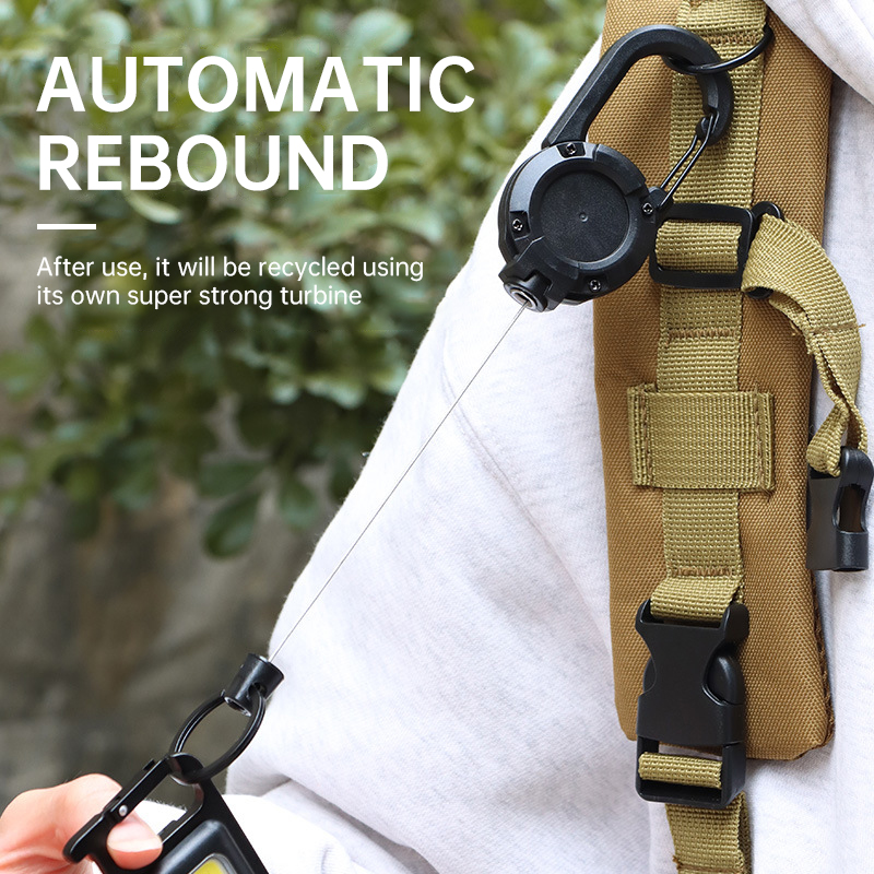 5-20PCS Retractable Keychain, Heavy Duty Multi-tool Climbing Buckle Badge Clip, 60cm Stainless Steel Rope, Backpack Buckle