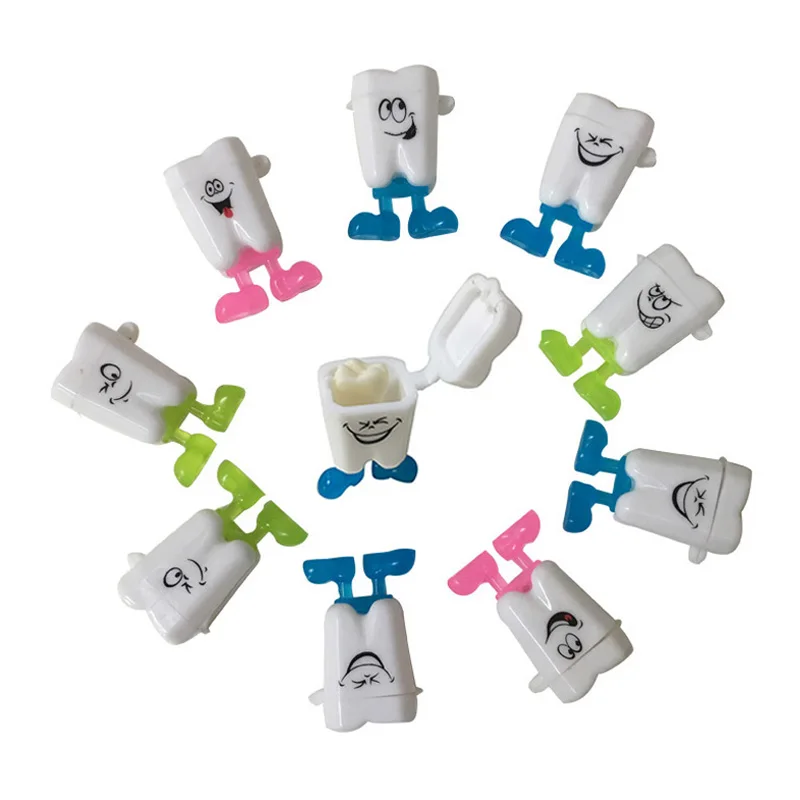 10 pçs caixa de dente do bebê dos desenhos animados crianças organizador de dentes coletar caso plástico leite dentes caixa armazenamento salvar recipientes tamanho pequeno