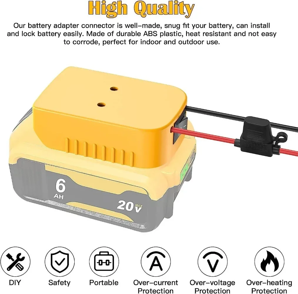 パワーホイールアダプター Dewalt 20V バッテリーアダプター スイッチヒューズ & ワイヤー端子付き 12AWG ワイヤー DIY ライドオントラック RC カーおもちゃ