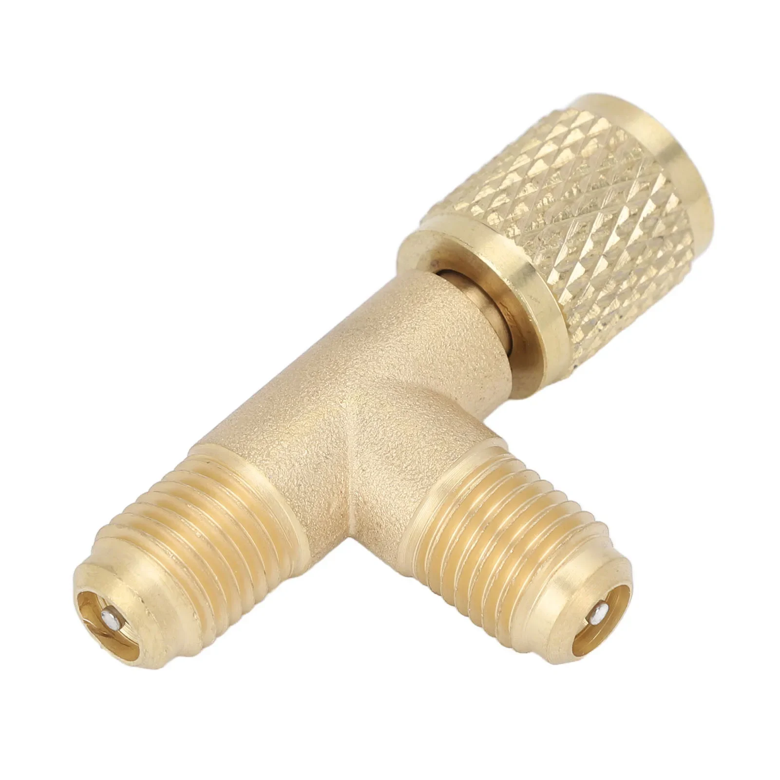 Schnellkupplungs-T-Adapter mit Ventilkern, Messing, 1/4 Zoll SAE, stabile Struktur für R22 R12 R134