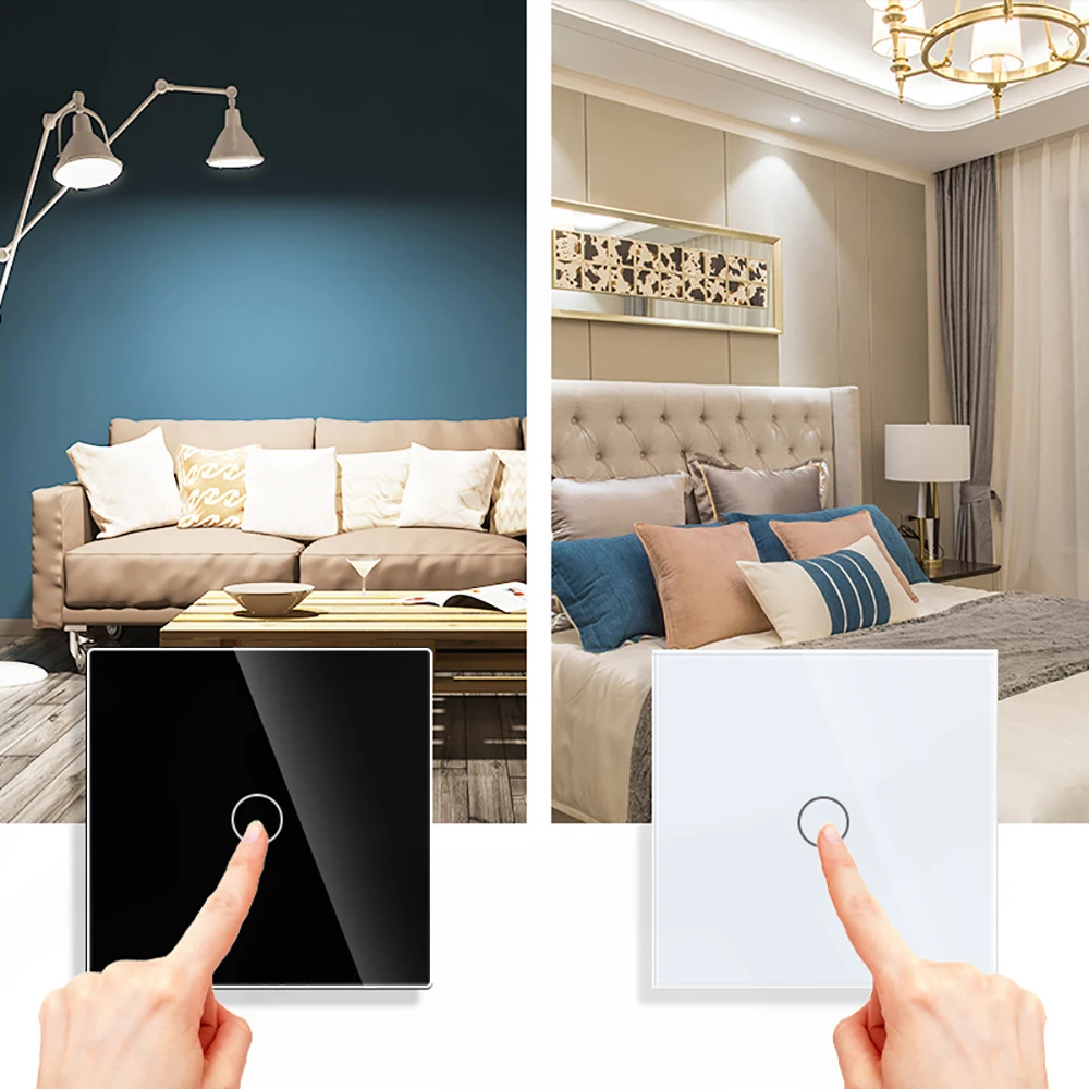 UE interrupteur tactile LED panneau de verre cristal applique interrupteur de lumière 1/2/3 Gang AC100-240V LED capteur commutateurs Interruttore