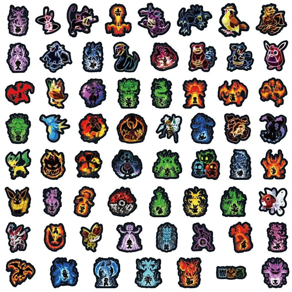 Legal néon pokemon adesivos anime pikachu graffiti decalques para portátil skate telefone à prova dwaterproof água legal dos desenhos animados adesivo para crianças