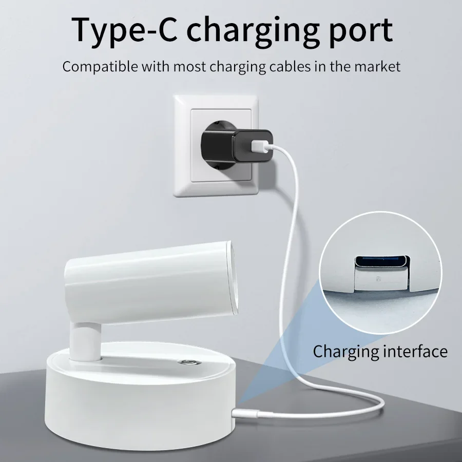LED-Licht, magnetisch, Typ C, wiederaufladbar, Touch-Schalter, Wandleuchten, Strahler, kabellos, dimmbar, Schlafzimmer, Nachttischlampe, Leselicht