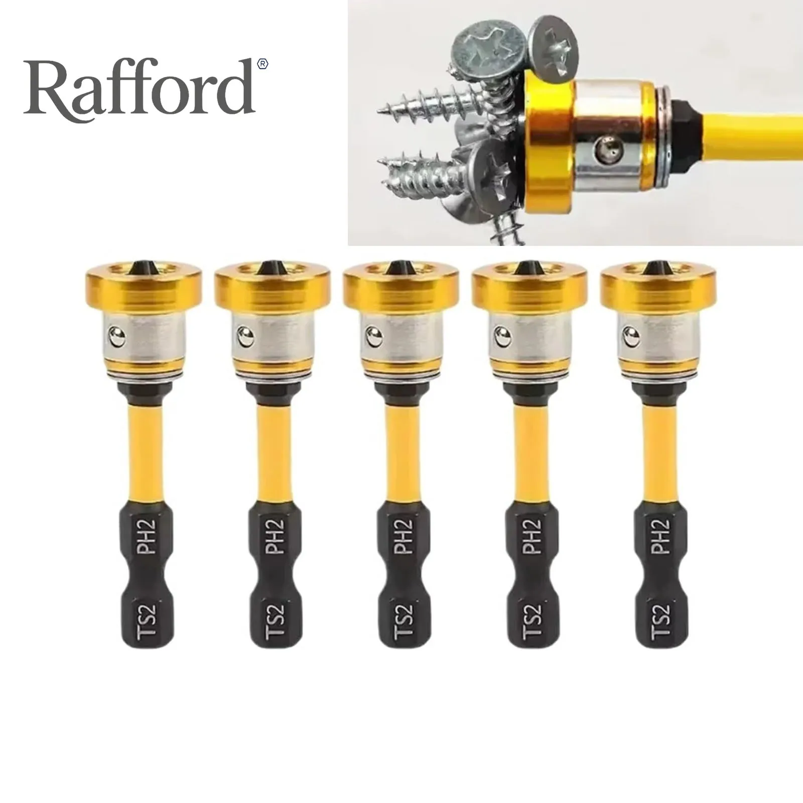 Rafford Magnetic Drywall Screwdriver Bit Set, 1/4" Hex Shank, Phillips Head for Hand/Power Drills, Rust-Resistant Plated Metal,
