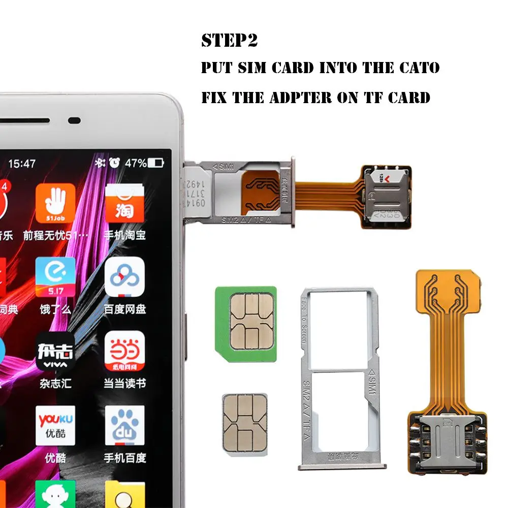 Универсальный адаптер для двух SIM-карт TF Гибридный слот для карты Micro SD удлинитель Nano Cato Android Phone