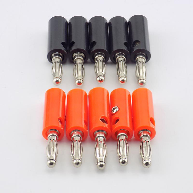 Banana Plate Plugs Connectors, 4mm, vermelho e preto, sem solda, Audio Speaker, Video, Musical, Adaptador DIY, 1 pc, 10pcs