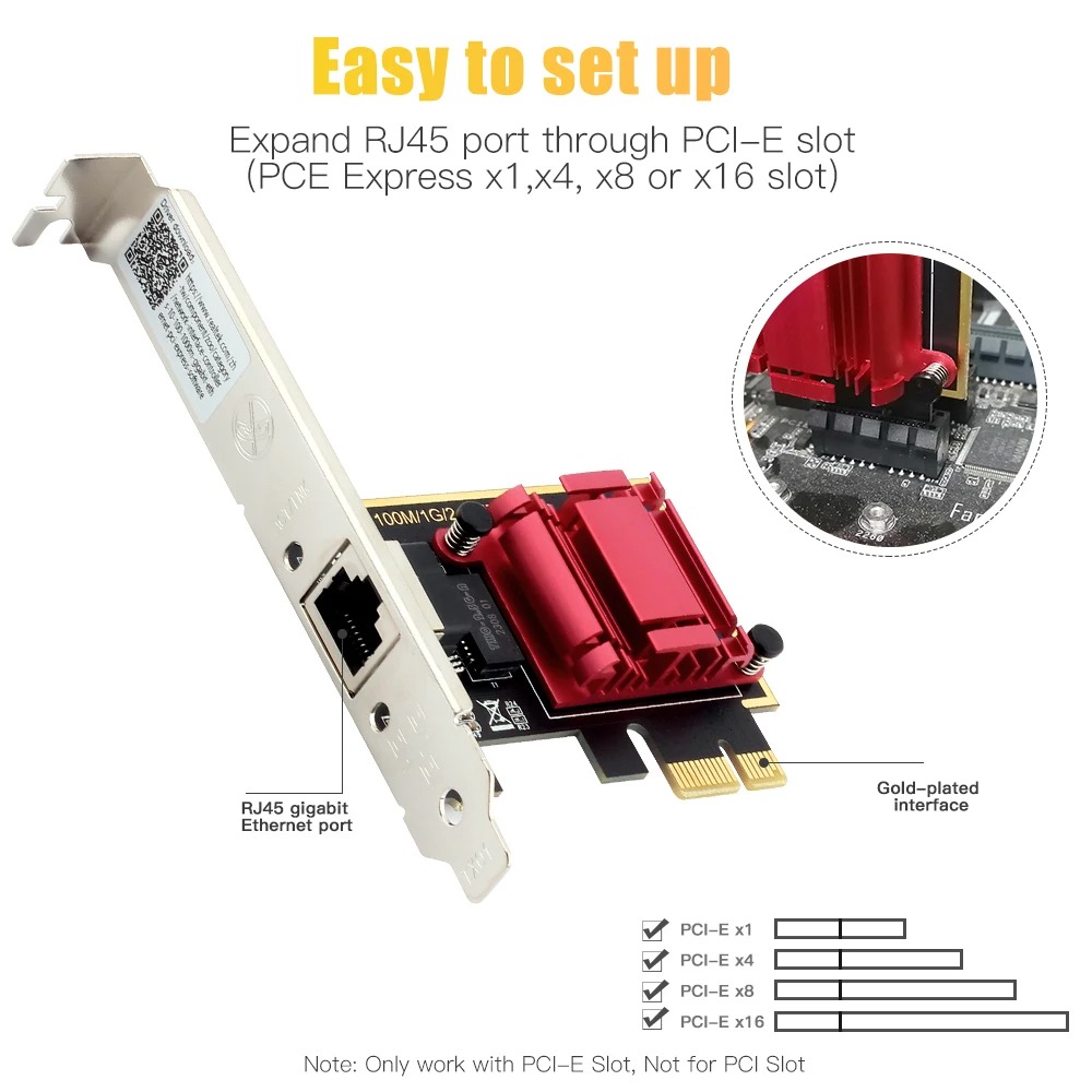 Сетевая карта 2.5G PCI-E к RJ45, чип RTL8125B, 100/1000 Мбит/с, 2,5 Гбит/с, Ethernet, гигабитный проводной адаптер контроллера локальной сети для Win7/10/11