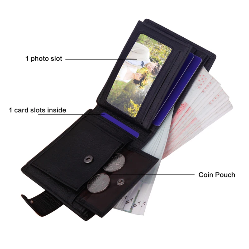 Cartera de cuero genuino para hombre, monedero corto con Clip para dinero, monedero de cuero suave para hombre con hebilla, billetera Zippe con múltiples posiciones para tarjetas