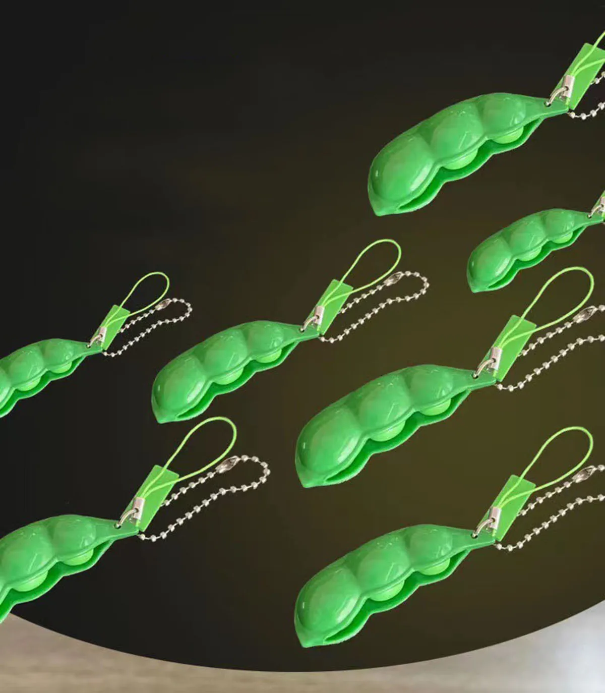 Fidget Toys Pack 감압 Edamame Squishy Squishy Squeeze 완두콩 콩 키 체인 귀여운 스트레스 릴리프 성인 장난감 키 체인