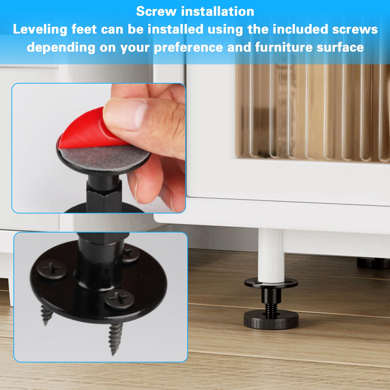 4-Pack Adjustable Furniture Feet (27-64mm) - Sofa/Table/Cabinet Leveling Legs, Drillable