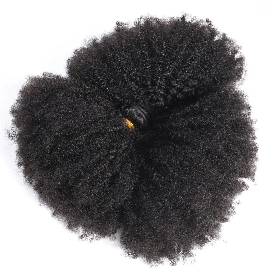 Cabelo humano indiano cru tecer pacotes 1/3/4 pacotes negócio afro kinky encaracolado pacotes natural/jet preto remy extensões de cabelo ondulado