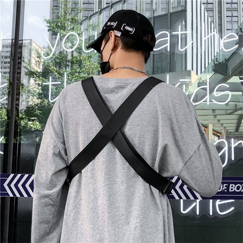 Simples workwear hip-hop multifuncional ombro colete saco tático saco de peito para homem e mulher