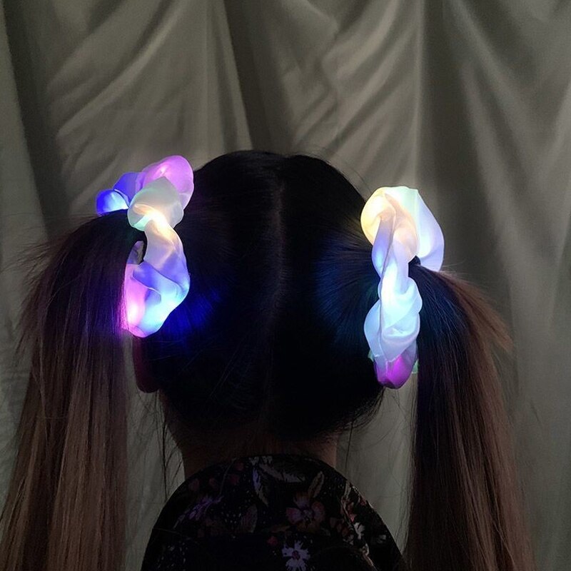 Faixa de cabeça de salsicha que brilha no escuro LED para meninas, acessórios de cabelo de rabo de cavalo luminoso grande, festa chique, aniversário, presente de Halloween