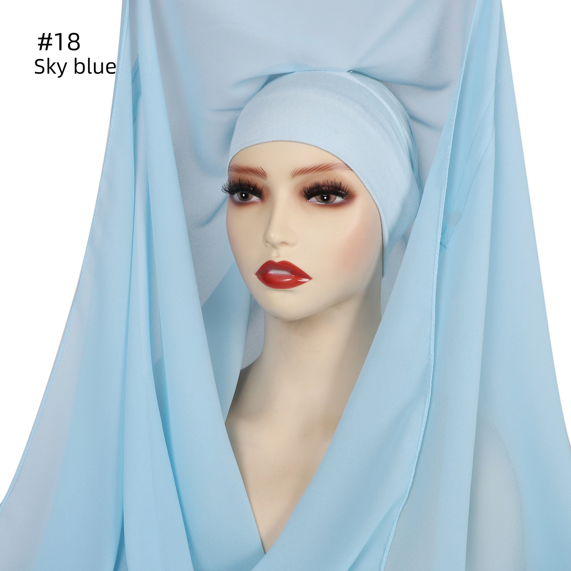 Gorąca sprzedaż Premium Instant Chiffon Hijab z wbudowanymi magnesami w jednolitym kolorze Łatwy w noszeniu szalik z podszewką dla muzułmanek